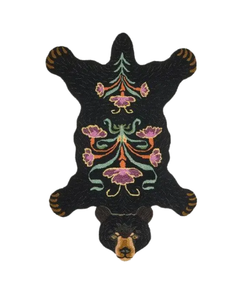 Blooming black bear tæppe Doing goods