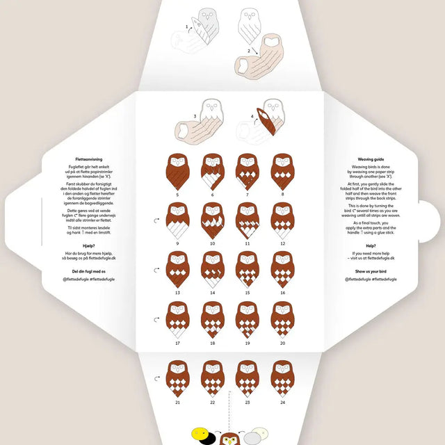 Flettet julefugl ugle - Papirfamilien