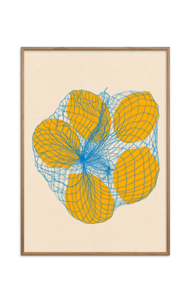 Five lemons in a net bag - Poster & Frame