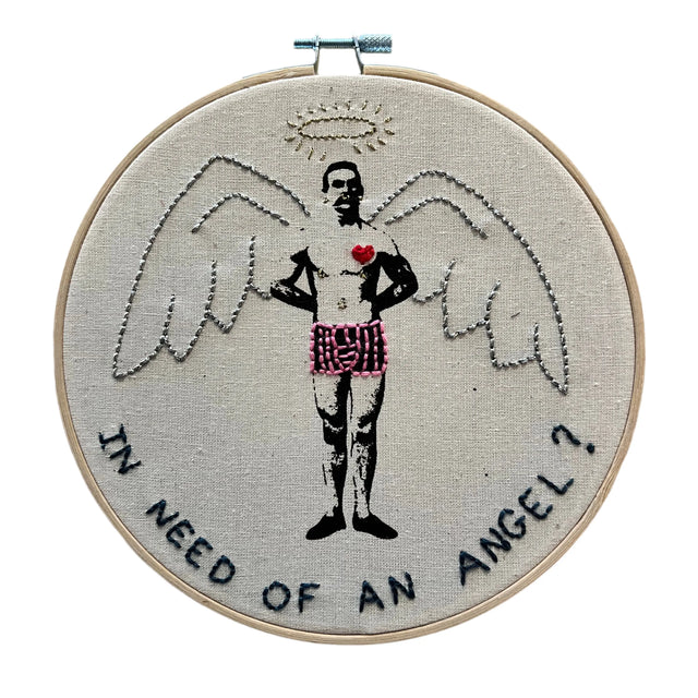 In need of an angel? - vægbroderi - Mads Dinesen Studio