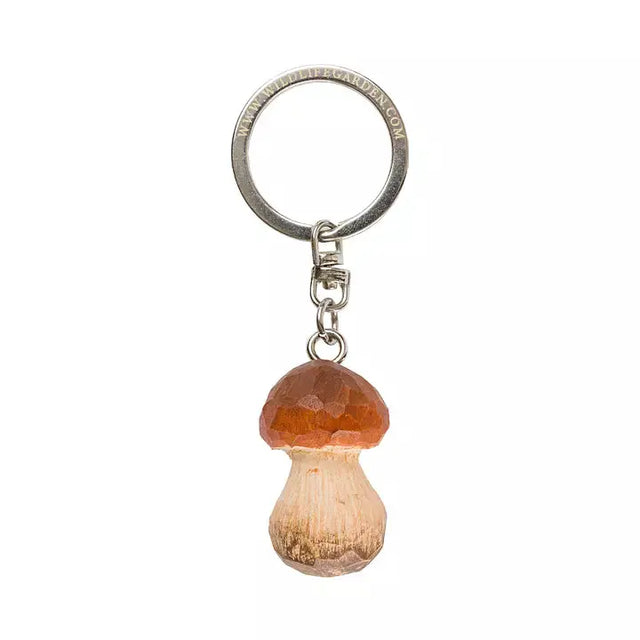 Håndskåret karl johan svamp nøglering i træ fra Wildlife Garden