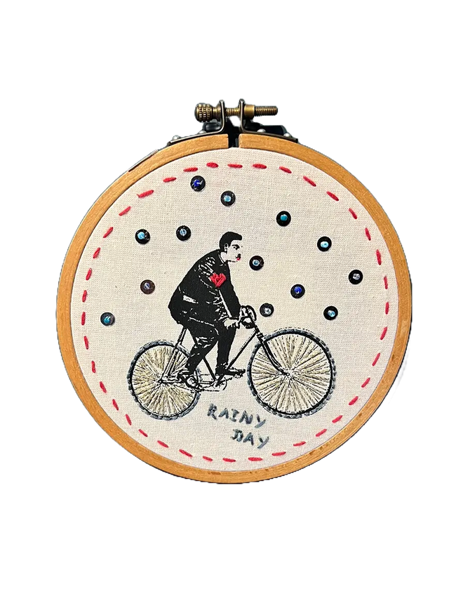 Rainy day - vægbroderi - Mads Dinesen Studio