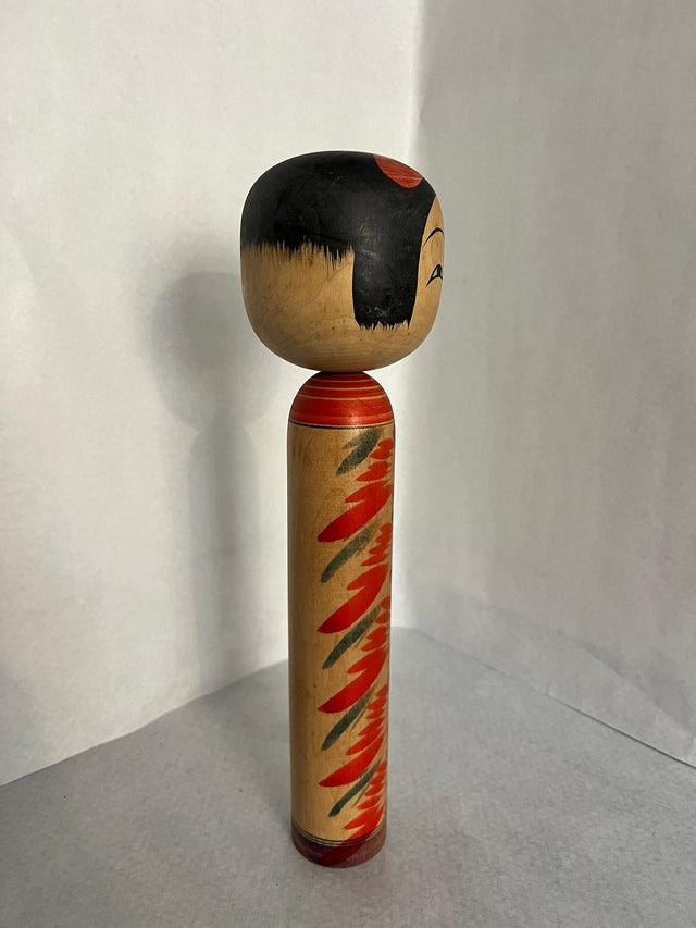 Bund af vintage kokeshi #08 i hånddrejet træ. 31 cm, Ponyklubben.