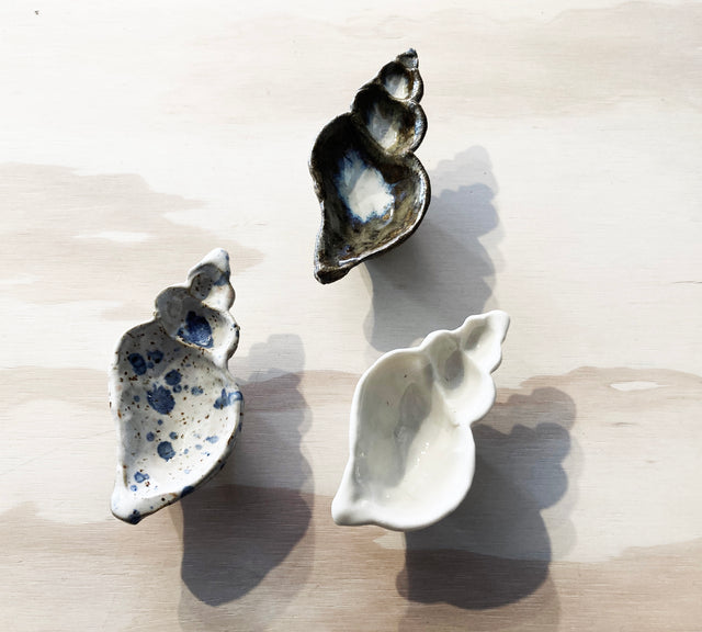 Konkylie skål - hvid porcelæn