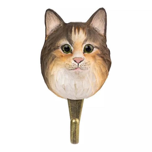 Wildlife Garden skovkat knage forfra - grå tabby med amber-kinder og hvidt bryst