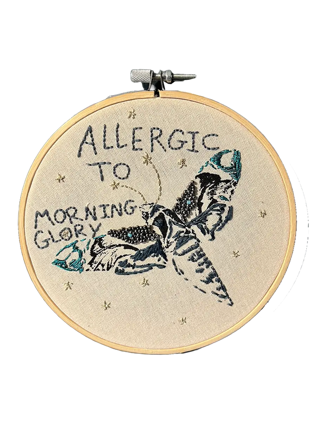 Allergic to morning glory - vægbroderi - Mads Dinesen Studio