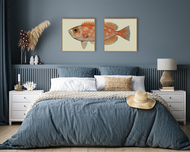 Fiskehoved lille + Fiskehale lille - kunstprint bundle fra The Dybdahl Co.