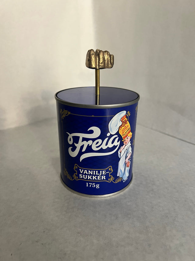 Pyntedåse i upcycled metal (blå Freja) - håndlavet af Harritsø