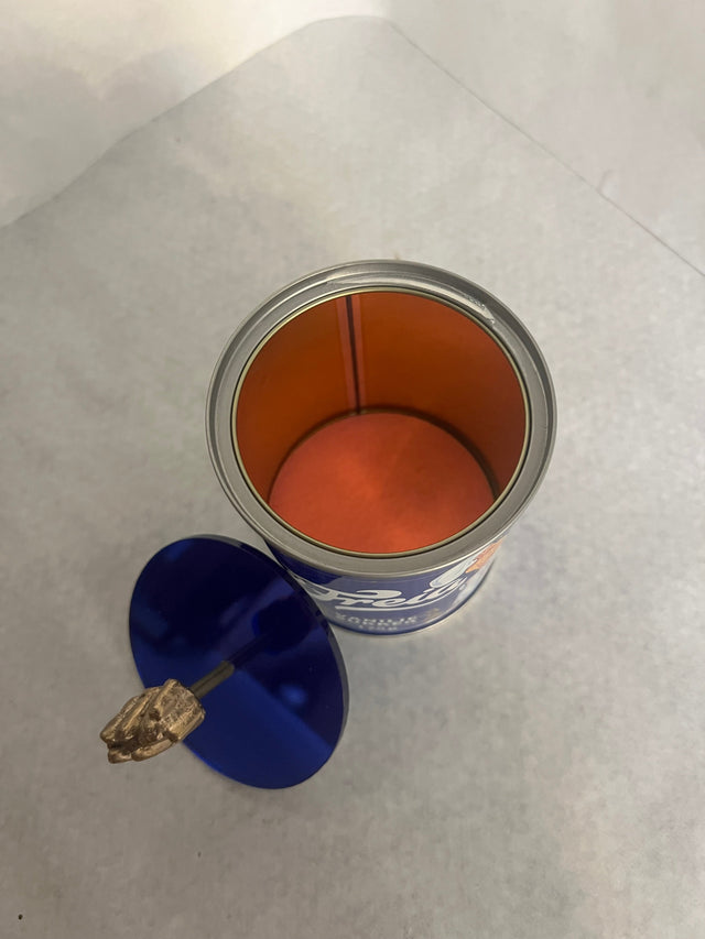 Pyntedåse i upcycled metal (blå Freja) - håndlavet af Harritsø