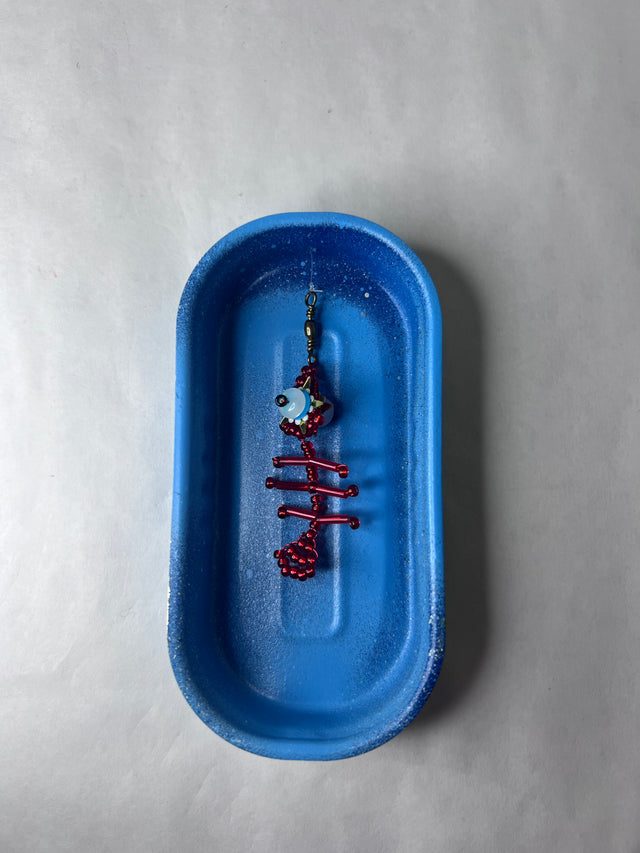 Perlefisk i recyclet dåse (blå) - håndlavet af Harritsø