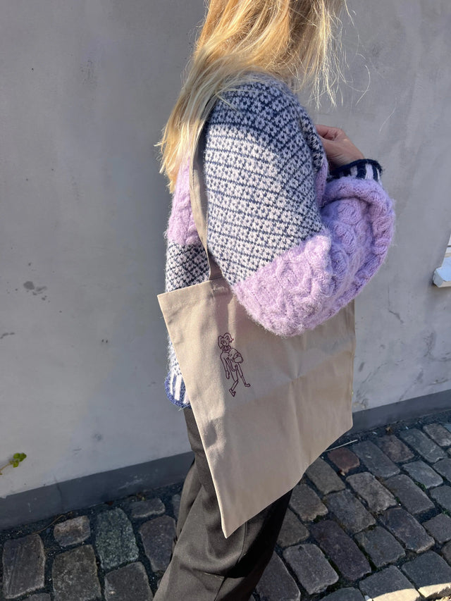 Mulepose / net med broderet astronaut - Rustfelt