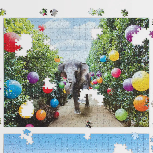 Puslespil med elefant og giraf, 500 brikker (to-sidet) - Zikzak